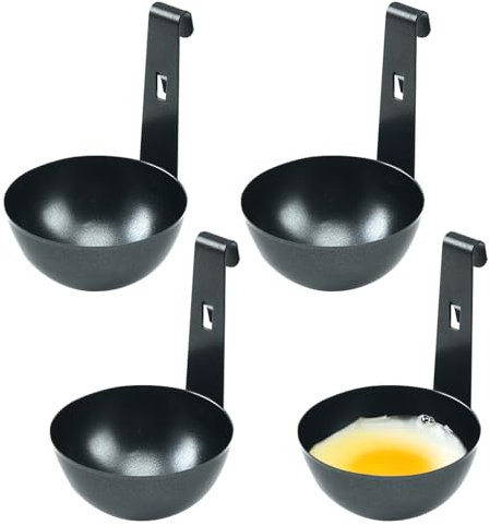 LELE LIFE Lot de 4 pocheuses à œufs pochées à suspendre en acier inoxydable avec crochet, coquetiers pochés pour cuisinière