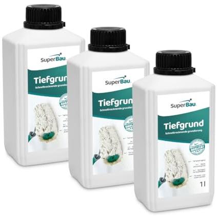 SuperBau Tiefgrund LF, Grundierung für Wand & Boden, Tiefengrund Innen & Außen, für Rigips Gipskarton Beton Estrich Putz OSB-Platten (3 Liters)