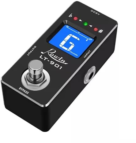 Rowin LT-901 Chromatic Guitar Tuner Pedal, Guitar & Bass Tuner with True Bypass, Fast Accurate Tuning, Bright LCD Display, Compact Pedalboard Tuner, DC 9V Center Negative
