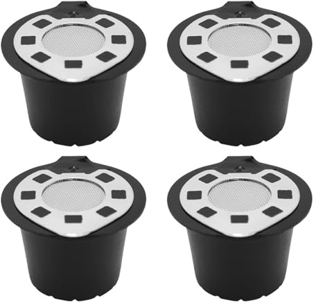 4pcs Coffee Pods with Stainless Steel Lid Reusable Dishwasher Safe Coffee Brewing Tool for Home Espresso Maker Parts