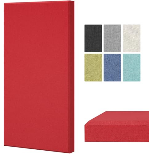 TONOR groß Fiberglas Akustikpaneele, 100x50x4 cm Akustikbild Schallabsorber Wand aus Wanddekoration, Akustikplatten Bilder mit Montagewerkzeugen ohne Bohren für Studio Wohnzimmer Büro, Rot