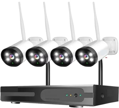 WAFOHSR Kit Telecamera Di Sicurezza WIFI Da 3 MP, Telecamere IP Con Visione Notturna A Infrarossi, Rilevamento Umano, Sorveglianza CCTV Wireless NVR 16 Canali Rilevamento Del Movimento