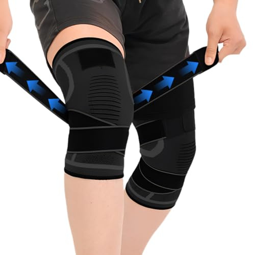 Genouillère de Sport, Genouillère avec Stabilisateurs Latéraux et Coussinets en Caoutchouc, Réglable Genouillère Rotulienne et Ligamentaire, Rotule-Genouillère Sport pour les Douleurs au Genou, L