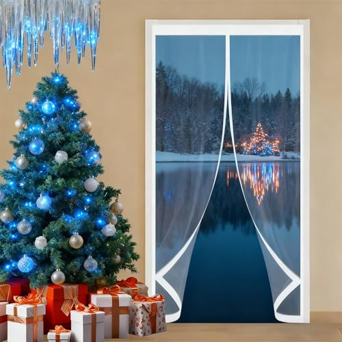 Transparent Insulated Door Curtain 91 x 135 cm Warm Winter, Windproof Soundproofing, Windproof Waterproof, Thermal Magnetic Door Screen Cover for Bedroom Kitchen, A