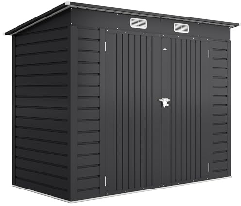 Outsunny Capanno Porta Attrezzi con 2 Prese d'Aria e Chiavistello, Casetta da Giardino in Acciaio Zincato, 249x121x183 cm, Grigio