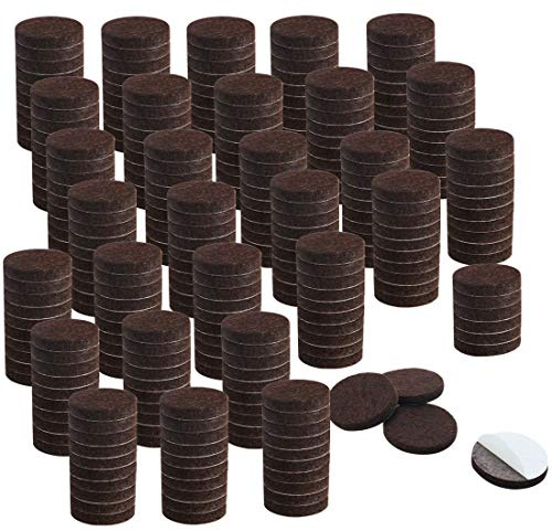 uxcell 300pcs Furniture Felt Pads Round 3/4 Self-stick Anti-slip Scratch Resistant Pads for Cabinet Chair Feet Floor Protector Brown