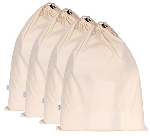 Hell Blues 4-Pack Drawstrings Bags 100% Cotton Dust Bags for Hand Bags ~ Large 51cm X 66cm for Laundry Boots Shoes cover