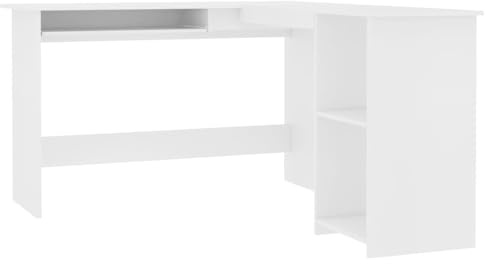 vidaXL Escritorio Forma de L Madera contrachapada Blanco 120x140x75 cm