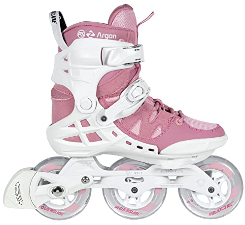 Powerslide Inline Skate Phuzion Argon Rose 100 Triskate - Inline-Skate mit 3 Rollen in weiß-pink für Damen - Inliner für Freizeit und Sport
