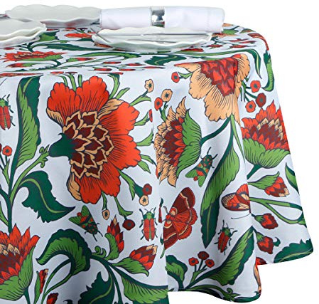 EHouseHome Indoor Outdoor Tablecloth Water Resistant Spill Proof Fabric Table Cover (70Inch Round No Zipper and Hole)