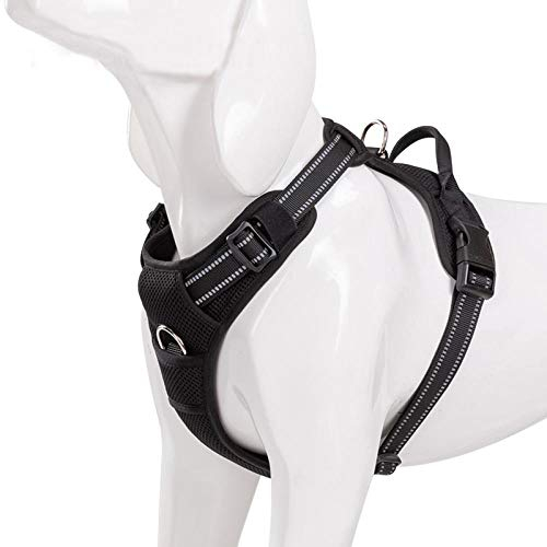 NX Pet Hundegeschirr, atmungsaktive Netzmatte, Outdoor-Sport, nicht ziehende Weste, verstellbares Geschirr, für mittelgroße und große Hundezubehör, Größe XS, 33-43 cm, Brustumfang, Schwarz