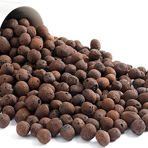 Boniosz 2 Liters Expanded Clay Pebbles 0.4''-0.7'' Grow Media Porous Stones Natural Clay Aggregate Pellet Ventilation Drainage Water Purification Ceramsite for Hydroponics, Orchids, Aquaponics