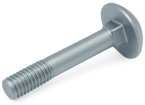 M6x70mm Vis à tête ronde avec col carré, Pack de 20, Vis à tête champignon pour portail, porte, tête de lit, Boulons de carrosserie galvanisés avec tête demi-ronde DIN 603