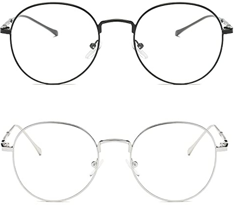Flydo Blaulichtfilter Brille Damen Herren Blaulichtbrille Fake Brille Rund Bildschirmbrille Ohne Stärke Blaufilter Brille Anti Blaulicht Gaming brille Computerbrille