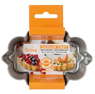 Decora 0075054 Stampo Crostata con Fondo Mobile da 7,5 X 11,5 X 3 H Cm, in Acciaio Antiaderente, Ovale, per sformare Dolci facilmente, Design Professionale Registrato, Brevettato