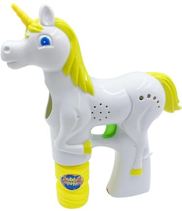 Smiffys Pistola de burbujas de unicornio con luz LED, con pompero, pilas incluidas