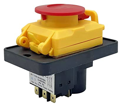 Einbauschalter K J D18, 3Polig Geräteschalter 400V-50Hz mit Unterspannungsauslöser und ausgeführtem Spulenkontakt,Motorschalter,Hauptschalter,NotAus, Wasserdichter Switch Pushbutton Drucktaste