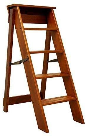 Klapphocker/Leiter mit 5 Stufen, Holzleiter, großer großer Hocker, Heimgartengerät, strapazierfähig, Tragfähigkeit 150 kg, Höhe: 88 cm