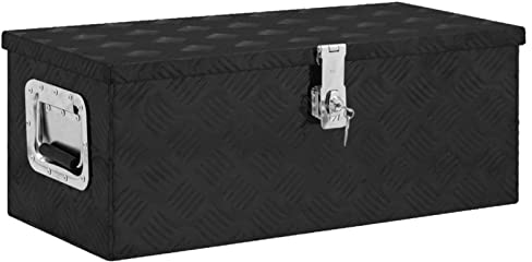 Aufbewahrungsbox, BULANED Abschließbare Box, Alu Box, Metal Box, Transportkiste, Werkzeugbox, Metallkiste, Alukiste, Schwarz 70x31x27 cm Aluminium