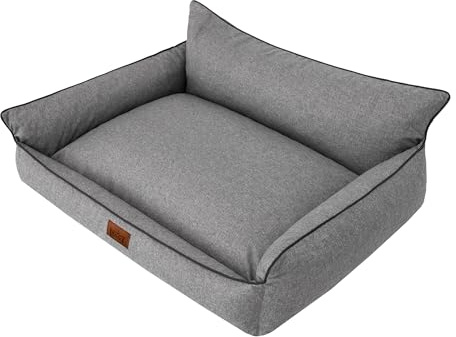 DOGGY Hundebett Haustierbett Hundeliege Kissen Liegen Hundekissen Bett Sofa Hundematratze Tierbett Hundesofa Matratze, Anthrazit Ökoleinen, XL - 82 x 63 cm