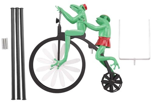 Qutsvosh Moulin à vent vintage en forme de vélo, en métal, motif souris, moto, girouettes en acier inoxydable, grenouille