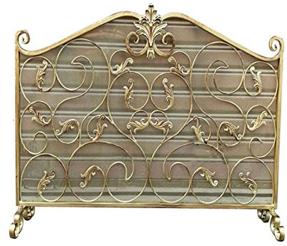 ONWEE Funkenschutz, Flachpaneel, Eisengeflecht, Kaminschutz, Schmiedeeisen, Funkenschutz, dekorativ, freistehend, Funkenschutz, Stabiler, kindersicherer Zaun – 99,4 x 80 cm. Sehnsucht nach Vision