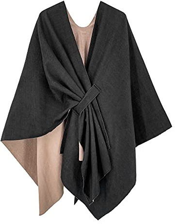 Breezy Lane Poncho Cape réversible pour Femme Ruana élégant Cardigan Ouvert sur Le Devant pour l'automne et l'hiver