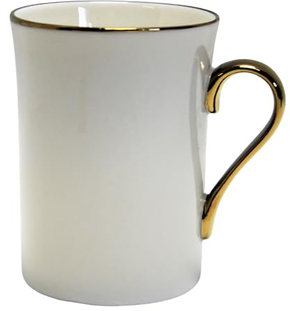 Queen Isabell Taza de café de porcelana fina, 250 ml, color blanco y dorado