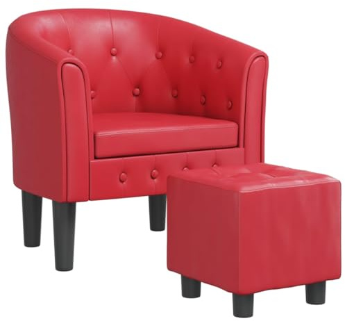 vidaXL Clubsessel mit Fußhocker Rot Kunstleder