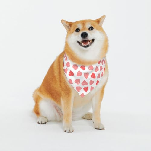 Pevtufa Hundehalstücher für Hunde oder Katzen, niedliches Haustier-Halstuch für mittelgroße und große Hunde, Pink Hearts1 Muster, Größe XL