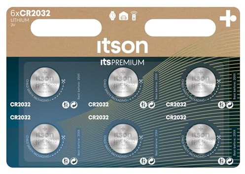 ITSON, CR2032 Piles Bouton, 3V, Lot de 6, idéales pour AirTag, Les clés de Voiture, Les Montres et Les cardiofréquencemètres