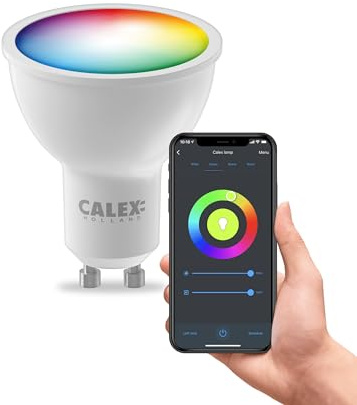 CALEX Smart GU10 LED Spot, RGB and Warm White, Dimmable, WiFi App | Choose from 16 million colours, featuring energy-efficient LED and hands-free voice control via Alexa or Google Home