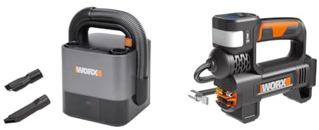 WORX WX030.9 Max Akku Autostaubsauger - beutelloser Hand-Staubsauger & WX092.9 Akku-Kompressor - 4 in 1: multifunktionale Luftpumpe