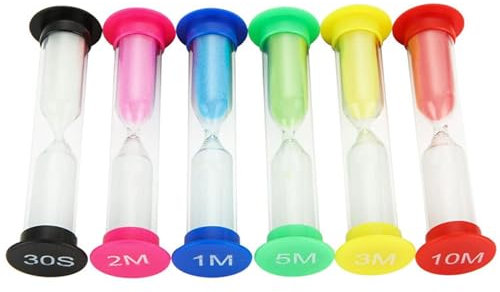 Avejjbaey Reloj de arena, 6 piezas, reloj de arena colorido, reloj de arena, 30 segundos a 10 minutos, cronometraje preciso para cocinar,