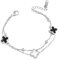 Hanaoops Lucky Leaf Bracelet Four-Leaf Clover Bracelet for Women Girls Exquisite Titanium Steel Bracelets Gold Silver Adjustable Lucky Symbol Bracelets Jewelry (Silver)