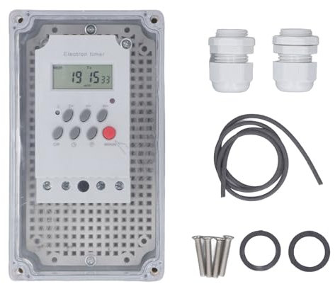 Lybunair Impermeable Digital Timer Box, Swimming Pool Pump Heater Spa Motor Programmable Time Control Switch (DC 12V)