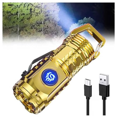 HINNVCL Three-Eyed Monster Mini Flash Super Power Flashlight, German Thumb Sized Flashlight, 3 Eyed Monster Mini Flashlight, Outdoor Small High Lumen Rechargeable Waterproof Pocket Flashlight