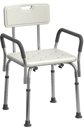 Sedile per Sedia da Doccia con braccioli e Schienale Imbottiti | Sedia da Doccia Resistente per Vasca da Bagno | Sedile per Doccia Antiscivolo con Altezza Regolabile | Sedia da Doccia per do