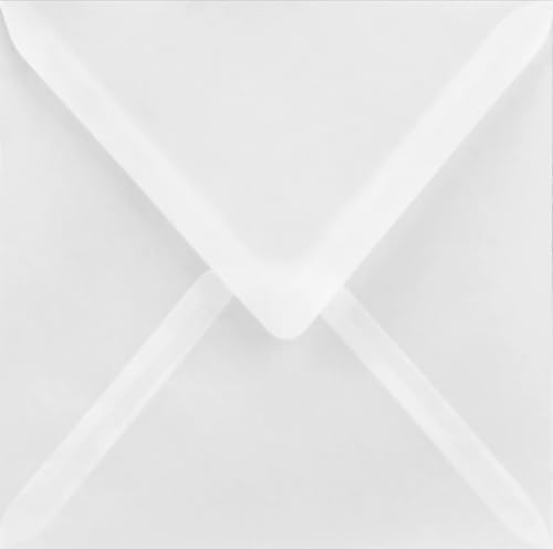Netuno 25 halbtransparente Briefumschläge quadratisch Weiß 15,3 x 15,3 cm 112g Aster Tracing Transparent-Hüllen durchsichtig Briefkuverts edel ohne Klebung Pergament Umschläge für Hochzeitskarten