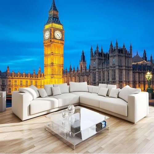 Fotomurales Decorativos Londres Papel Pintado 430x300 cm 3D Mural Londres Murales Póster Pared No Tejido Dormitorio Salón Paredes Decoración Fotomural Panorámico q1773