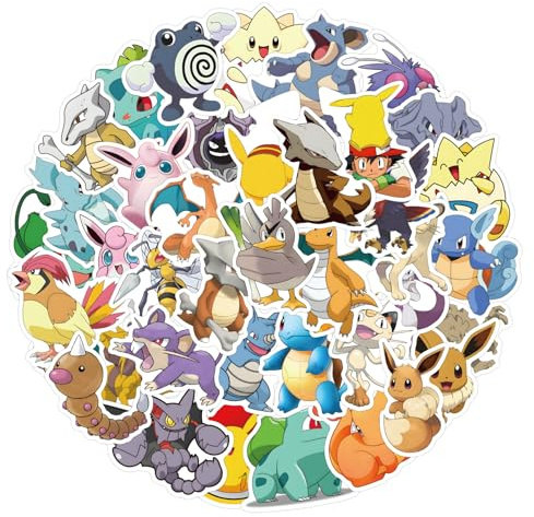 CAREOR 50Pcs Japanese Cartoon Stickers, Vinyl Waterproof Cartoon Cute Anime Stickers for Teens Office Workers Crafts Gifts Laptop Bottles Guitar Luggage Skateboard (Style A)