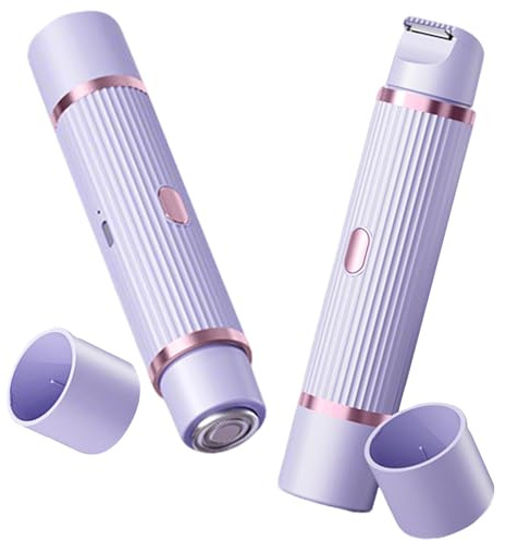 Elektrischer Rasierer Damen Intimbereich, Intimrasierer für Frauen, Damen Rasierer - 2 in 1 Nass/Trocken Elektrischer Intimrasierer, Aufladbar,Wasserdicht für Scham Gesicht Achselhöhlen Beine (Lila)