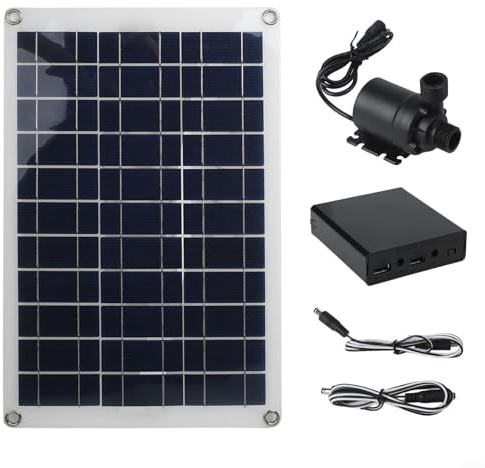 URPIZY Solar Wasser Pumpe 50W Teichpumpe Solarbetriebene Brunnenpumpe Geräuscharme Gartenpumpe Für Teich Garten Aquarium Mit Solar Panel 5M Förderhöhe 800L/H, Solarpumpe Teich