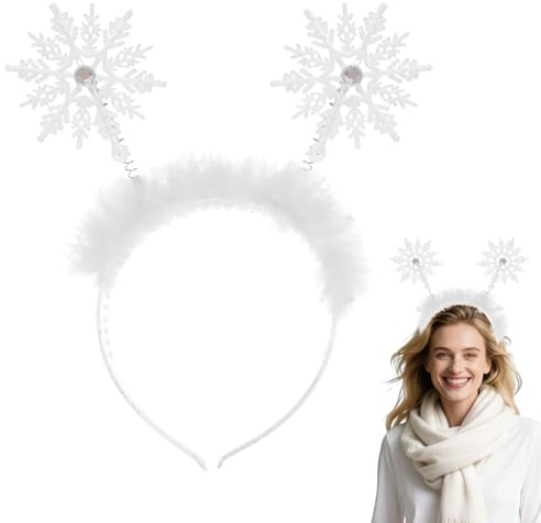 YUSHWENPTY Serre Tete Flocon de Neige, Serre Tete Noel Femme, Accessoires Cheveux Noel, Winter Headband pour Femme Fille, Cadeau de Noël