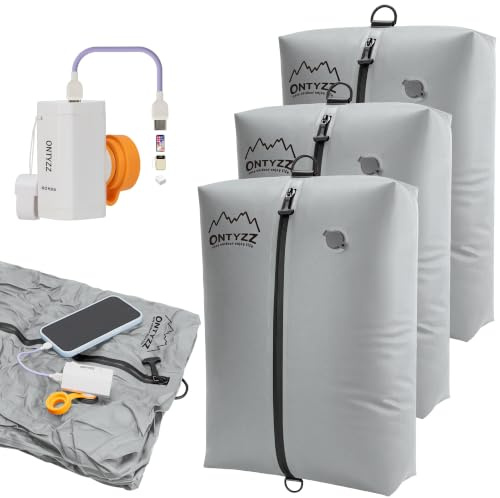 Sacchetti Salvaspazio Valigia Riutilizzabili Sacchetti Sottovuoto Vestiti TPU Borsa Sottovuoto Viaggio con IPX8 Cerniera Impermeabile Borse Organizer Cubi di Imballaggio per Zaino Bagaglio Mano