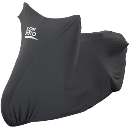 KEMIMOTO Housse de Protection pour Moto Intérieure, Housse Anti-Poussière Élastique avec Crochet de Sécurité, Bache Moto Respirante pour Motos, Scooters, Cruisers, Touring et Adventure