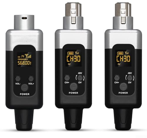Set di 2 trasmettitori wireless, set di 2 microfoni XLR, sistema wireless per microfono dinamico, mixer audio, trasmissione UHF stabile, con portata di 50 m, per palcoscenico e riunioni