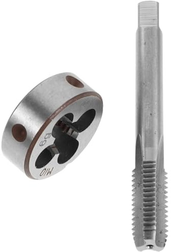 Healeved Set Maschi e Filiere Metrici M10 X 15 in Lega Resistente Kit Maschiatura Scanalature per Gestione Trucioli Utensili Manuali per Acciaio Alluminio e Inox per Lavorazioni