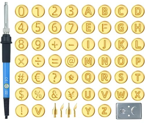 Holzgravur-Set für Buchstaben, Brandmalerei-Set mit Buchstaben – Alphabet & Zahlen, Stift mit einstellbarer Temperatur, Brandmalerei-Formen für Erwachsene Anfänger