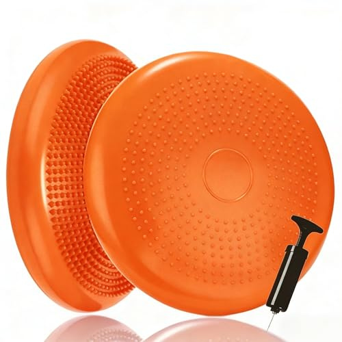 Erwachsene Balancekissen Ballsitzkissen mit Luftpumpe, Durchmesser 33cm Balance Training Yoga Matte Massage Board Physiokissen für Core, Koordination, Fitness Rückentraining Pad